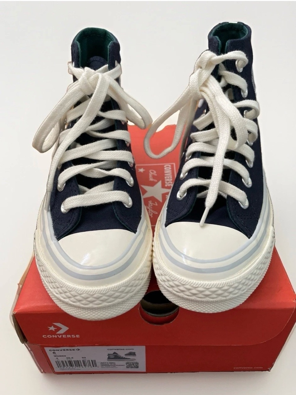 Converse Navy High-Top Sneakers with White Laces